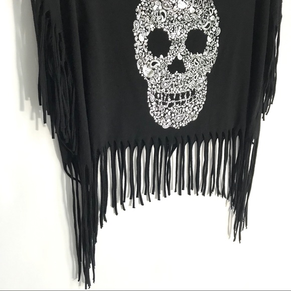 Sugar Skull Paisley Flower Fringe Crop Top XL (15/17) - Picture 3 of 5